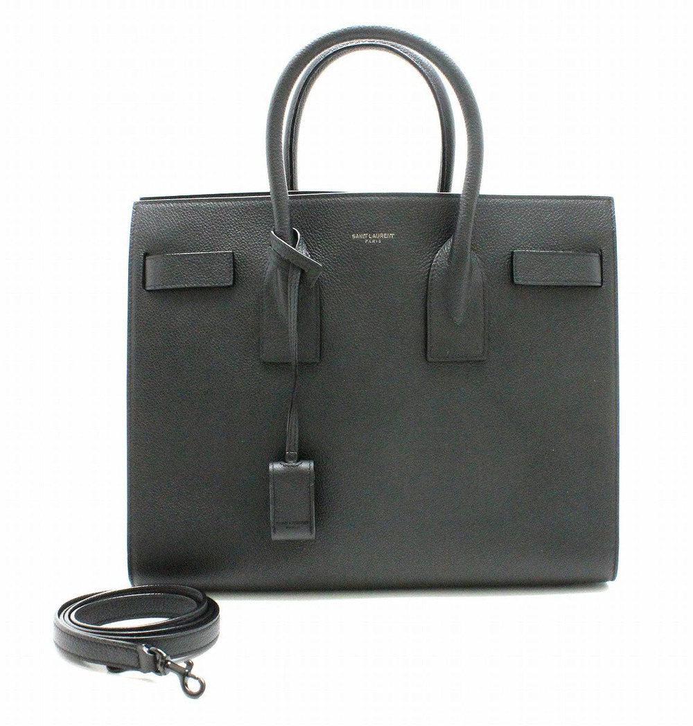 Saint Laurent Yves YSL Yves Sac de Jour 2way Shoulder Bag Embossed Leather Black